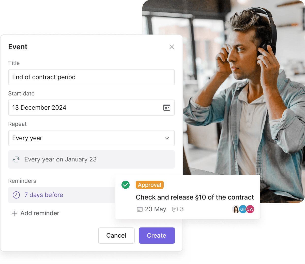 A modern dashboard showing contract statuses, automated alerts, and compliance tracking - Join a live product demo of the Inhubber platform with CEO Dr. Elena Mechik