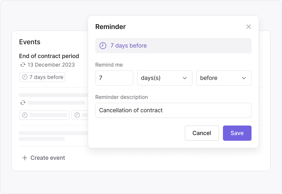 A dashboard showing automated AI-generated reminders for contract renewals and key dates - Join a live product demo of the Inhubber platform with CEO Dr. Elena Mechik